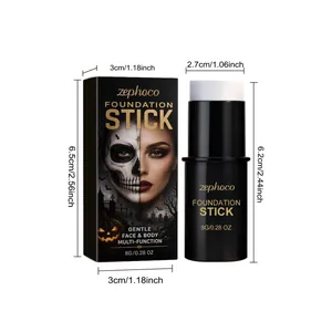 Detaillierte Größenangaben für den weißen zephoco Halloween Foundation Stick und Karton