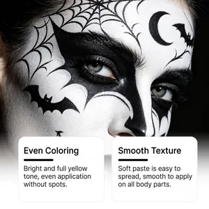 Detailansicht von hochpigmentierter schwarzer und weißer Gesichtsbemalung für Halloween-Make-up