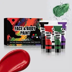 Vista dettagliata del set di 5 colori atossici per pittura viso e corpo Halloween