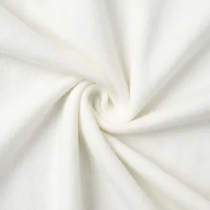 Macro view of soft white knitted fabric texture showing fine weave detail and softness