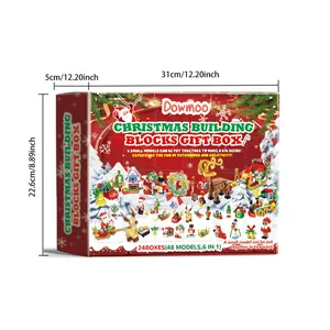 Productafmetingen en details van de Dowmoo kerstbouwstenen adventskalender doos