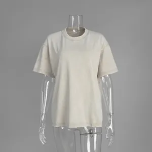 Washed vintage short-sleeved T-shirt with relaxed fit on transparent mannequin