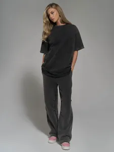 Full view of vintage washed oversized t-shirt in carbon grey showing relaxed fit