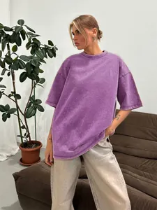 Oversized acid wash purple t-shirt for a relaxed casual summer street style look