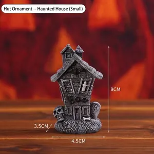 Detailansicht eines Miniatur-Spukhauses aus Harz, 8 cm hoch, für Halloween-Tischdekorationen