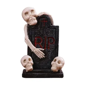 Halloween-Skelett-Grabstein aus Harz für eine gruselige Tischdekoration