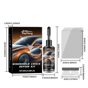 Dimensions guide for RayHong professional windshield glass crack repair kit set