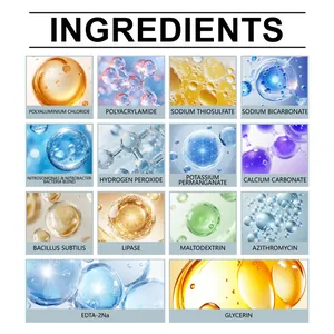 Liste des ingrédients des tablettes de nettoyage pour aquarium avec composants chimiques.