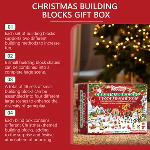 Kerstbouwstenen cadeauset met 24 doosjes en 48 verschillende montagemodellen in totaal