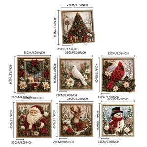 Detailed close-up views of 3D Christmas fabric poke art kit in various holiday designs