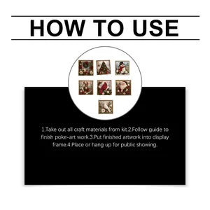 Step-by-step instructions for 3D Christmas poke art craft with finished artworks