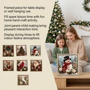 3D Christmas punch needle kit for DIY home decor featuring snowman and festive motifs