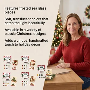 Handcrafted Christmas sea glass art kit featuring festive designs and translucent colors