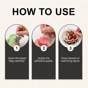 Detailed instruction guide showing how to use the Christmas DIY bead art kit step by step