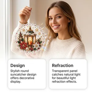 Close-up detail of stylish Christmas suncatcher showing light refraction effects