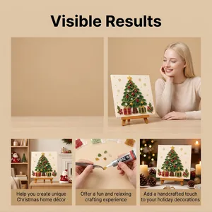 Detailed look at DIY sea glass Christmas tree art kit showing crafting steps and home decor