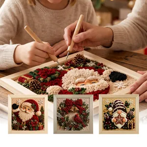 3D Christmas Punch Needle Embroidery DIY Painting Flannel Material Festive Atmosphere Wall Art Ornament For Home Decoration