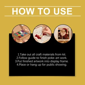 Instructional guide for a 3D Christmas cloth poke-art kit showing four easy steps