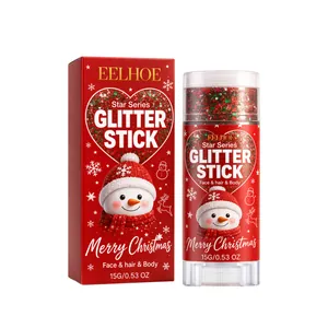 Stick glitter natalizio per viso e capelli con confezione festiva a forma di pupazzo di neve