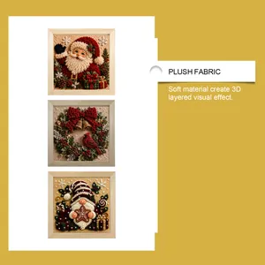 Detailed view of the 3D plush fabric texture in the Christmas punch needle kit