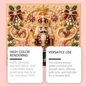 Exquisite 3D pearl embroidery detail of the Nutcracker ballet Christmas diamond painting