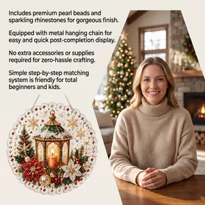 Christmas art hanging ornament kit with beads and rhinestones shown in a cozy home setting