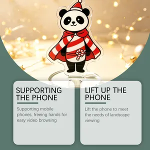 Dettaglio del supporto per telefono panda di Natale con funzione di vista orizzontale