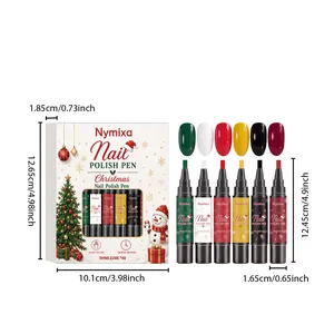 Dimensions and specifications for Christmas 6-color nail polish pen set for DIY nail art