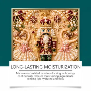 Detail view of Nutcracker ballet bead embroidery kit with pearls for Christmas DIY wall art