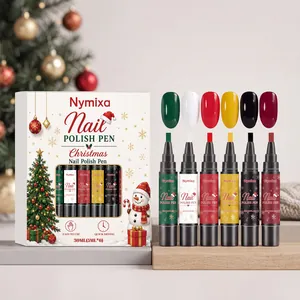 Nymixa Christmas Nail Polish Pen Set Multicolor Water Based Quick Dry Portable DIY Nail Art Pens For Women Holiday Gift