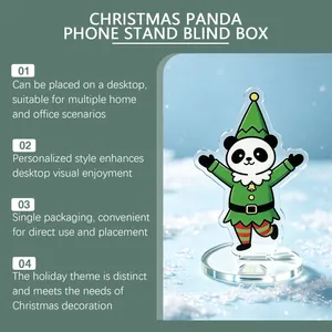 Dettagli del supporto per telefono panda natalizio con statuina elfo in acrilico