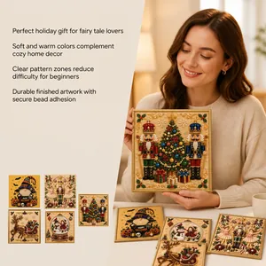 Detailed DIY Christmas nutcracker bead embroidery kit with festive 3D diamond painting effects
