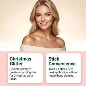 Dettaglio dell'effetto stick glitter per il corpo per il trucco festivo di Natale