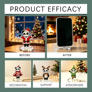 Vista dettagliata del supporto per telefono panda di Natale per decoro e sostegno