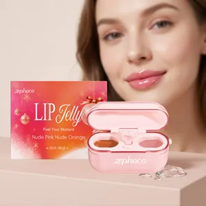 Zephoco Tweekleurige Gelei Lipgloss Hydraterend Nude Roze Nude Oranje Lippen Gelei Kerst Make-up Voor Vrouwen