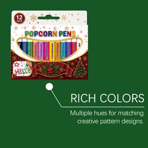 Zwölferpack bunte Weihnachts-Popcorn-Stifte für kreative DIY-Muster-Designs.