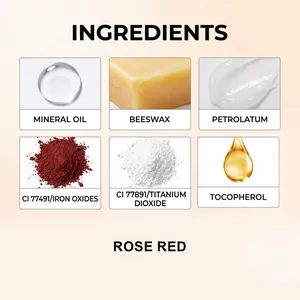 Detaillierte Inhaltsstoffliste für feuchtigkeitsspendenden Rose Red Jelly Lipgloss