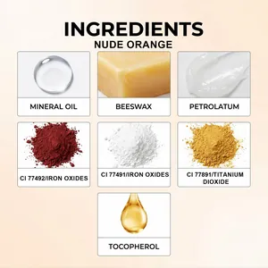 Ingrediëntenlijst voor nude oranje lipgloss met minerale olie en natuurlijke bijenwas