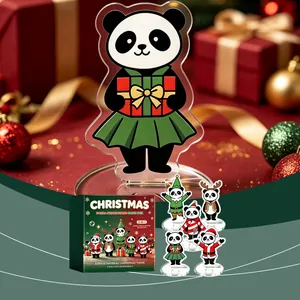 Supporto per Telefono Panda di Natale Blind Box Supporto da Scrivania in Acrilico Decorazione Panda Figura Ornamento Casa Ufficio