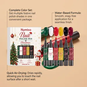 Nymixa Christmas nail polish pen set with 6 festive colors and water-based formula details
