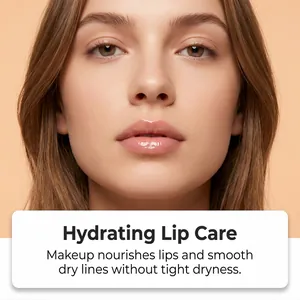 Close-up van het hydraterende effect van jelly lipgloss op lippen.