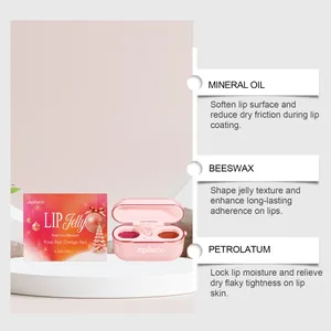 Zephoco Dual-Color Lip Jelly Detail mit Vorteilen von Mineralöl, Bienenwachs und Petrolatum.