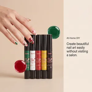 Detailed view of Christmas themed nail polish pens set for easy DIY festive manicure