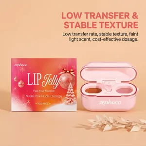 Tweekleurige lip jelly in roze doosje met kerstverpakking