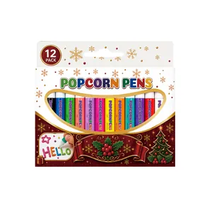 12-pack Christmas themed popcorn pens set for creative DIY art and smooth drawing pens