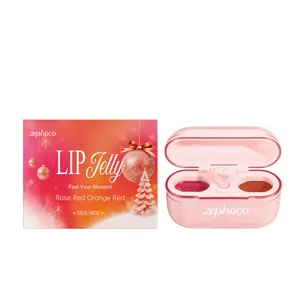 zephoco Χριστουγεννιάτικο Lip Jelly Διπλού Χρώματος σε Ροζ και Πορτοκαλί με ενυδατική υφή