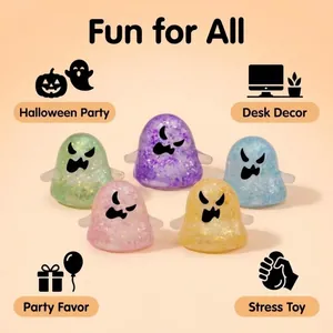 Juguetes antiestrés de fantasmas con purpurina para fiestas de Halloween y decoración