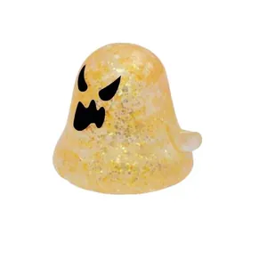 Juguete para apretar fantasma de Halloween en naranja translúcido con purpurina brillante