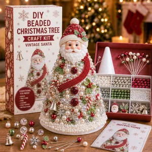 Kit fai da te albero di Natale di perline con Babbo Natale vintage e componenti