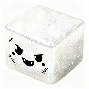 Τρομακτικός κύβος Halloween με λευκό glitter και λεπτομέρεια προσώπου τέρατος